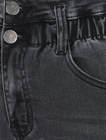 Jean skinny à taille haute élastiquée - Gris foncé - 3