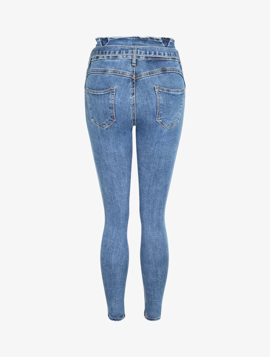 Jean ultra skinny à taille volantée - Bleu denim - 2