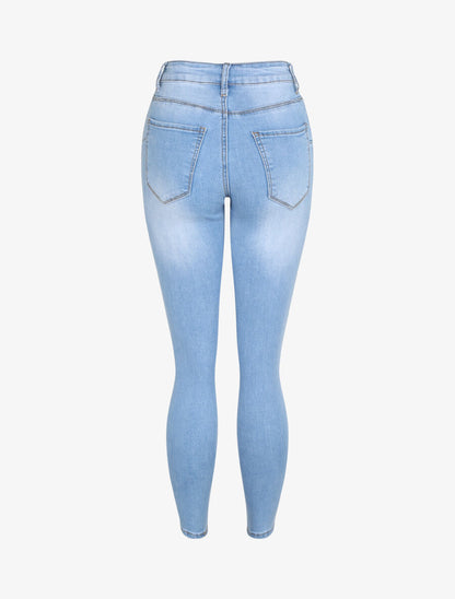 Jean skinny délavé et push up - Bleu clair - 2