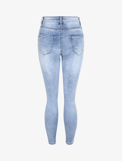 Jean skinny délavé et push up - Bleu gris - 2