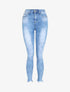 Jean push up délavé à bords coupe franche - Bleu - 1