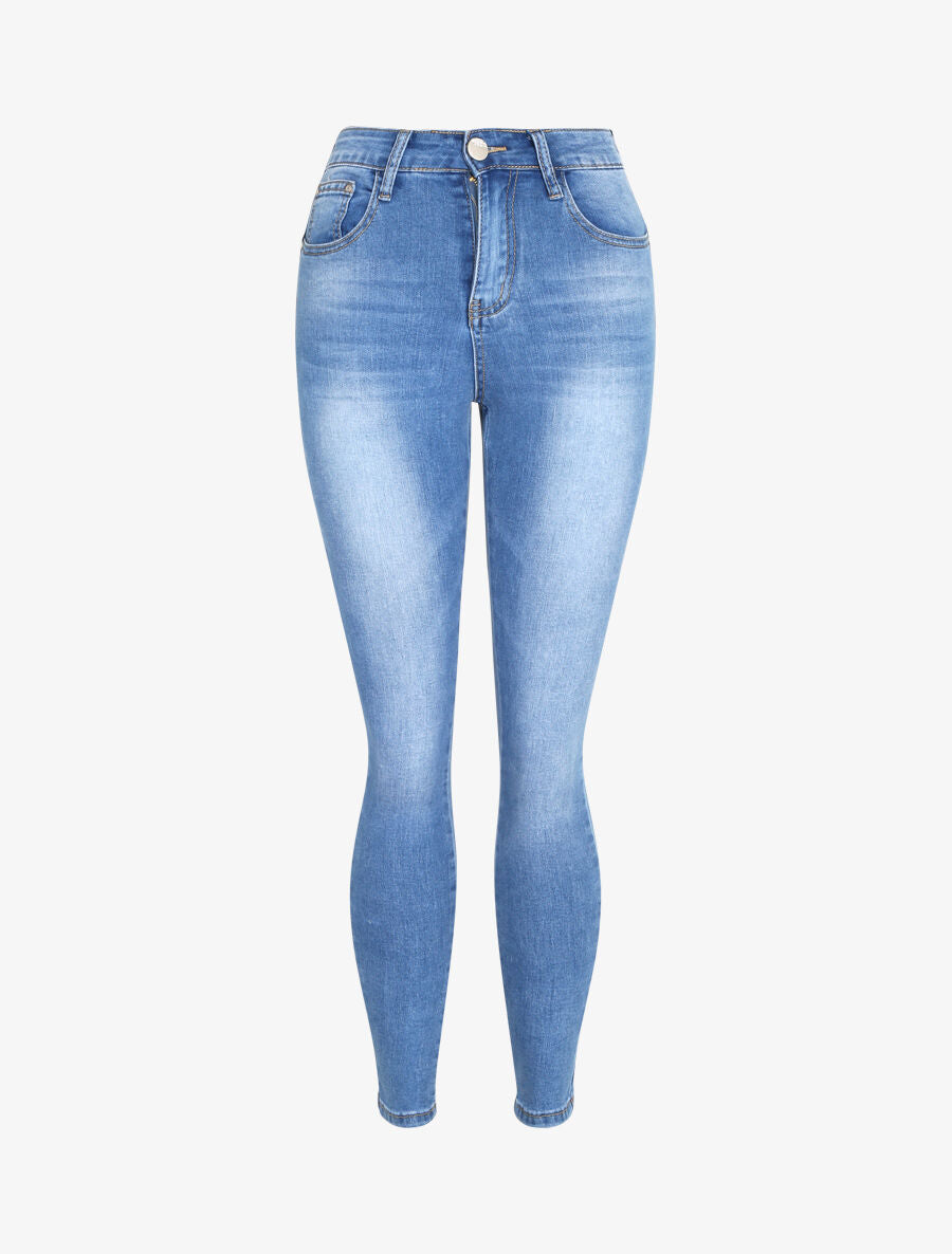 Jean push up délavé - Bleu - 1