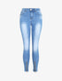 Jean push up à bords à zips - Bleu denim - 1