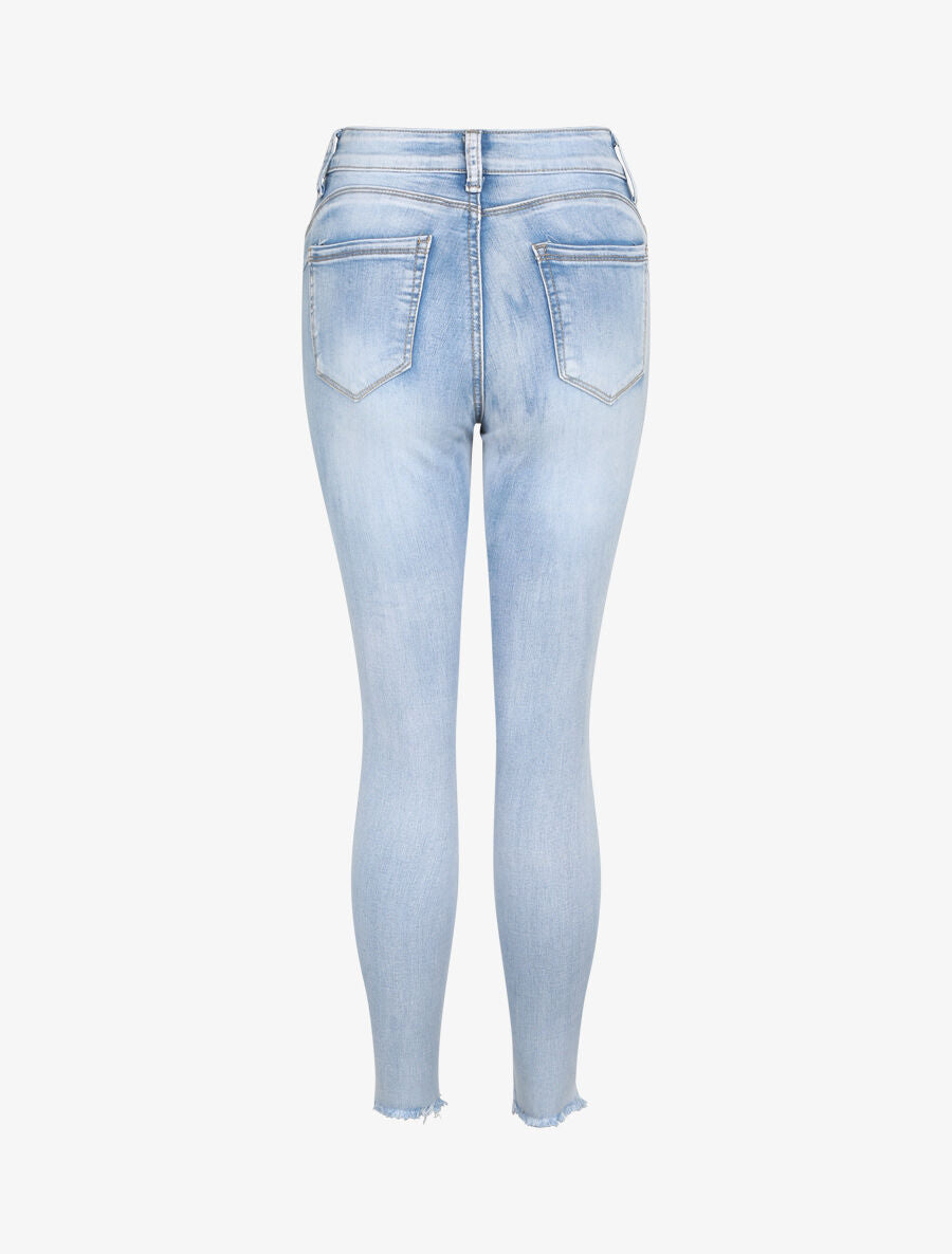 Jean push up à bords à zips - Bleu clair - 2