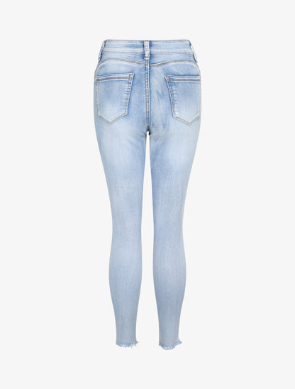 Jean push up à bords à zips - Bleu clair - 2