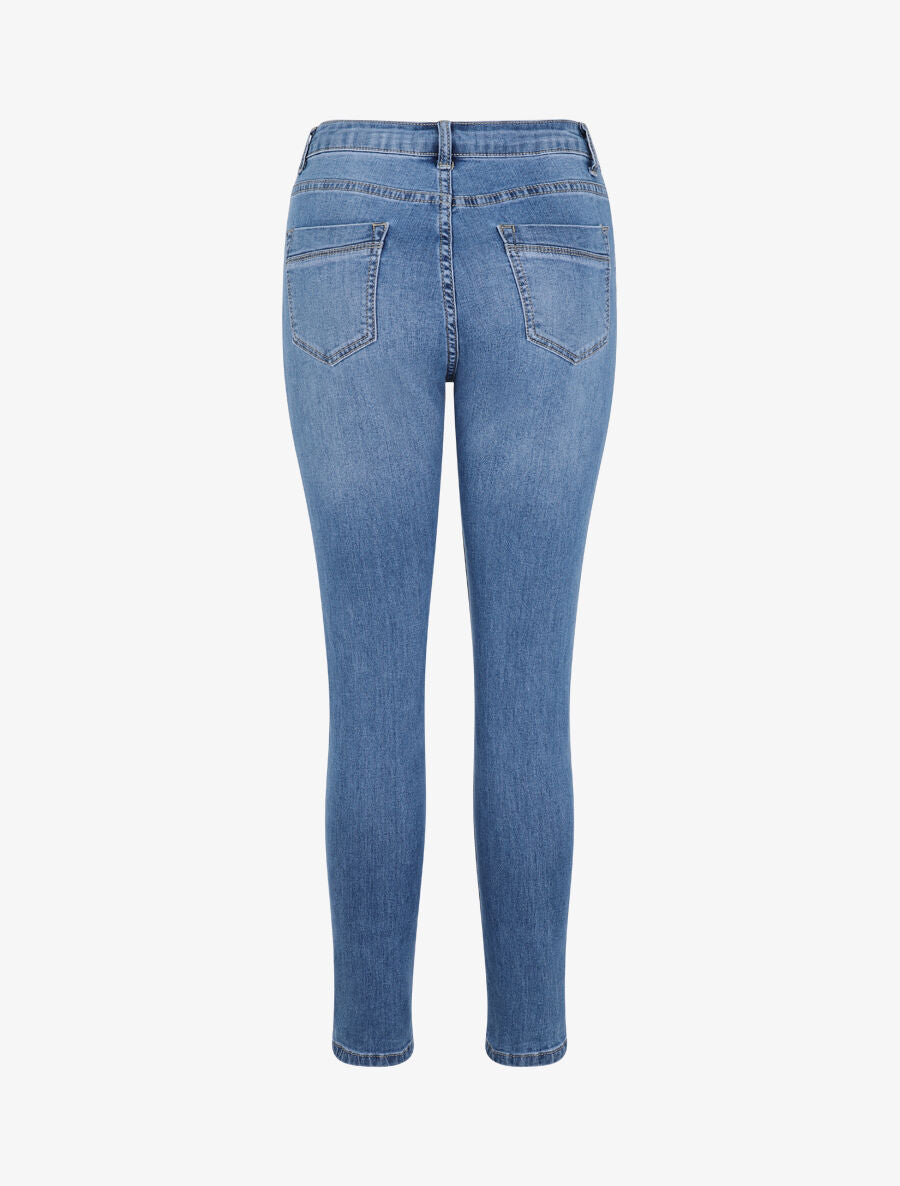 Jean skinny grande taille délavé - Bleu clair - 2