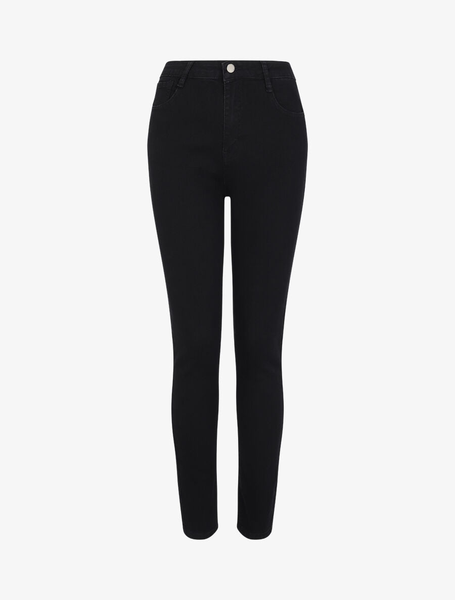 Jean skinny grande taille à taille haute - Noir - 1