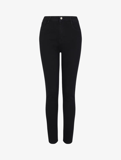 Jean skinny grande taille à taille haute - Noir - 1