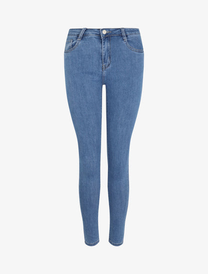 Jean skinny uni et stretch - Bleu - 1