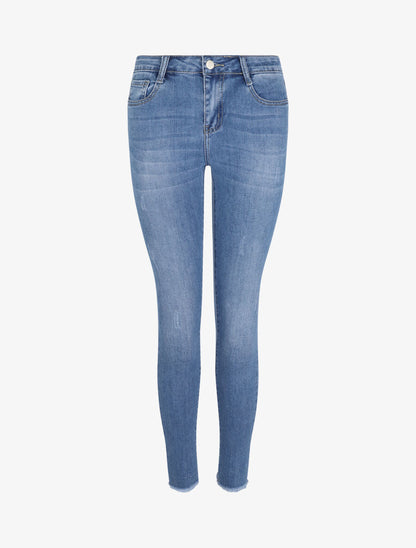 Jean 7/8 à bords coupe franche - Bleu - 4