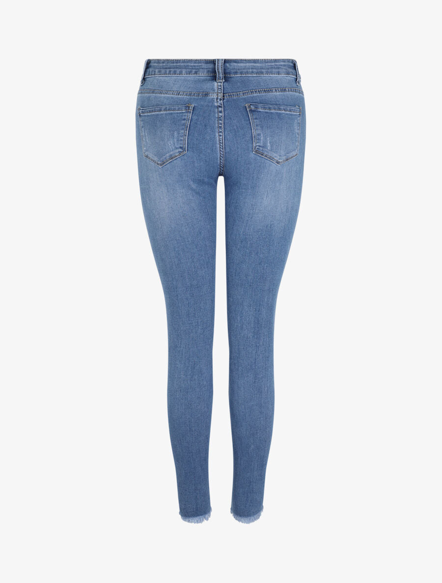 Jean 7/8 à bords coupe franche - Bleu - 2
