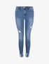 Jean 7/8 déchiré à bords coupe franche - Bleu - 1