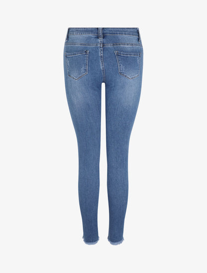 Jean 7/8 déchiré à bords coupe franche - Bleu - 2