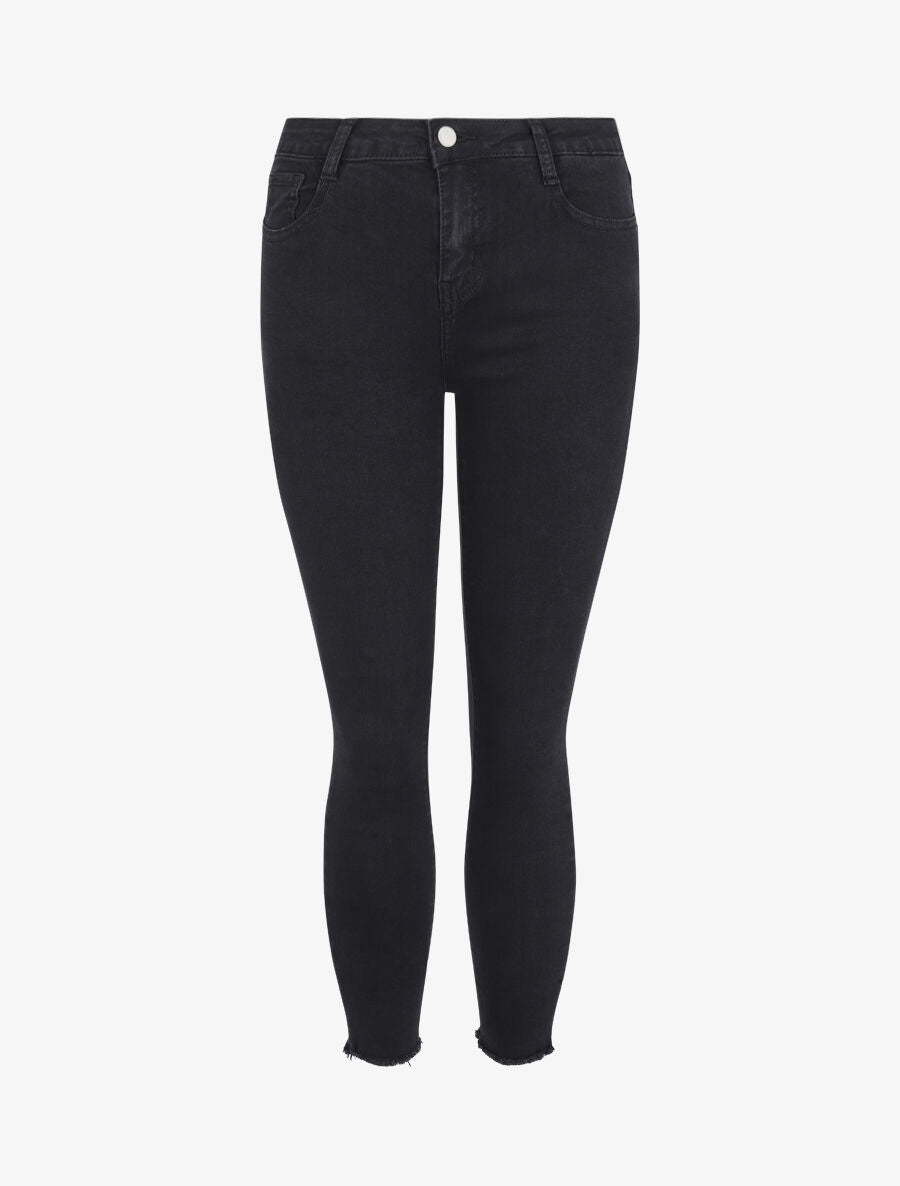 Jean 7/8 à taille standard et bords coupe franche - Noir - 1