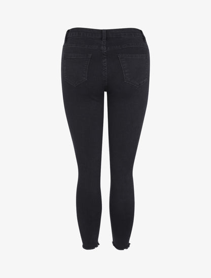 Jean 7/8 à taille standard et bords coupe franche - Noir - 2