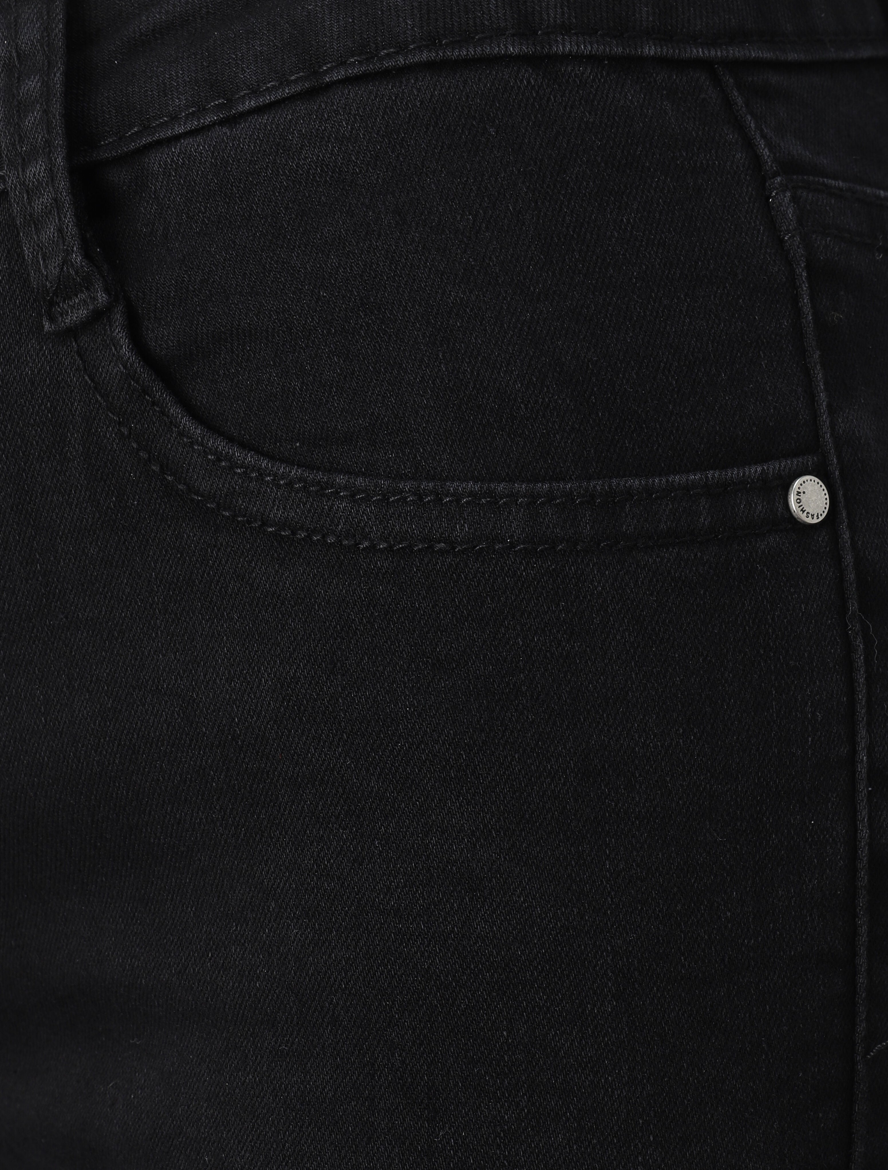 Jean 7/8 à taille standard et bords coupe franche - Noir - 3