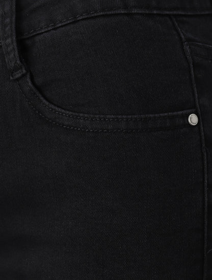 Jean 7/8 à taille standard et bords coupe franche - Noir - 3