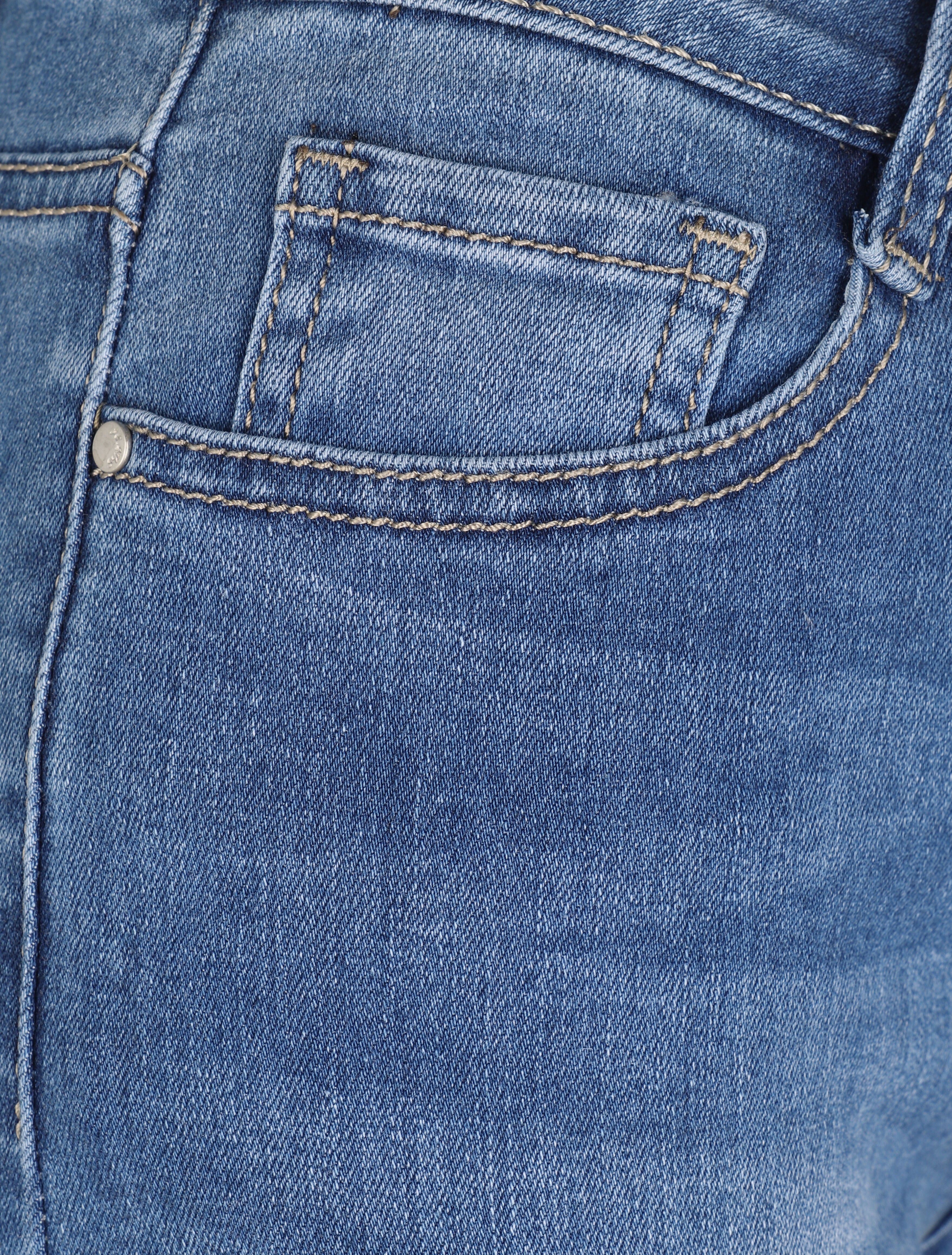 Short en jean déchiré à bords retroussés - Bleu - 4