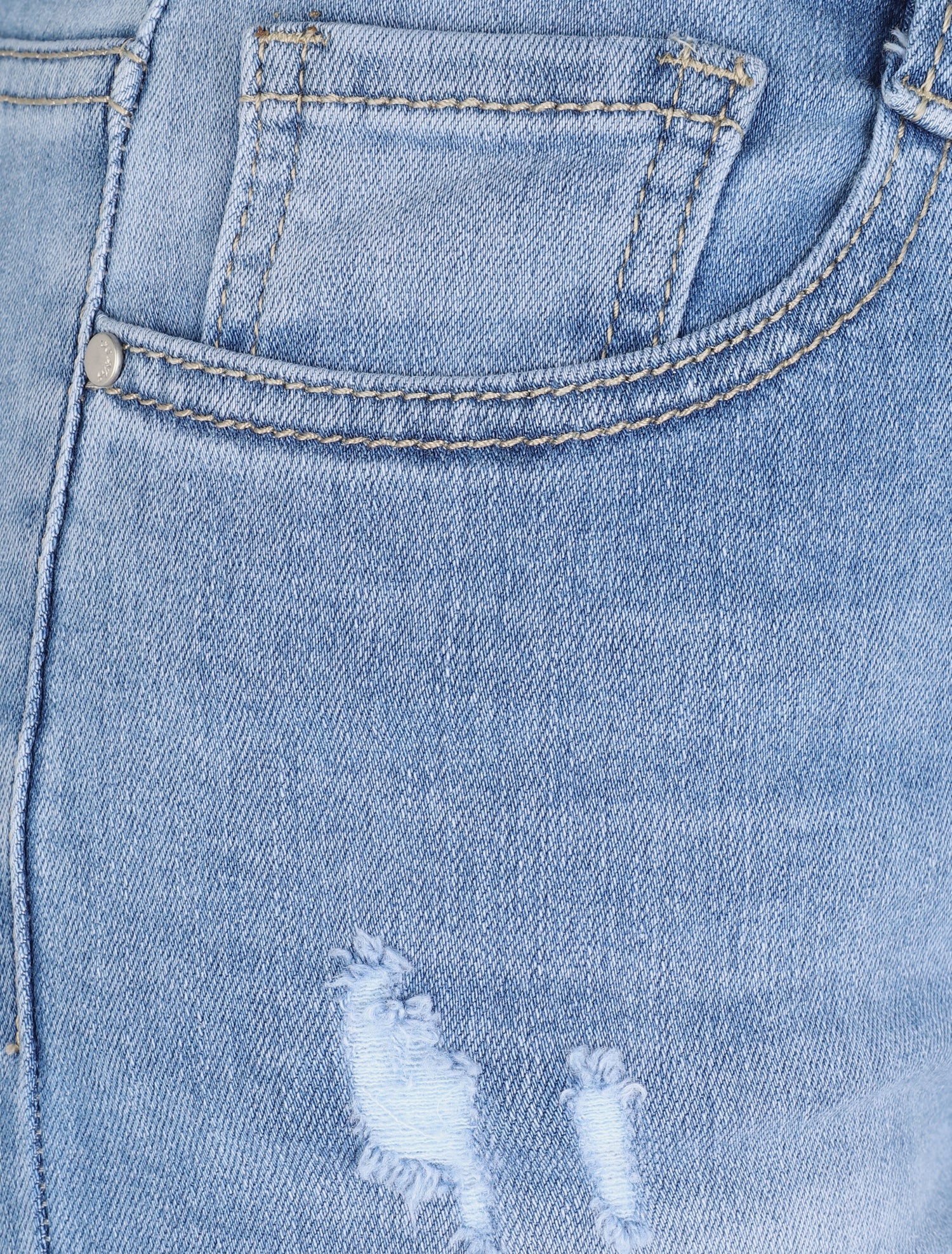 Short en jean à bords coupe franche - Bleu clair - 3