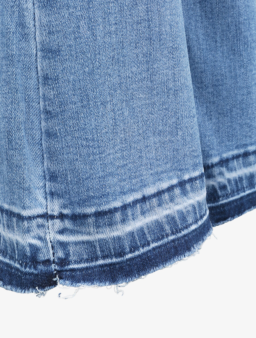 Jean push up coupe flare à bords délavés - Bleu denim - 3