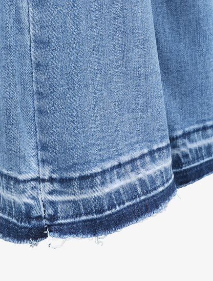 Jean push up coupe flare à bords délavés - Bleu denim - 3