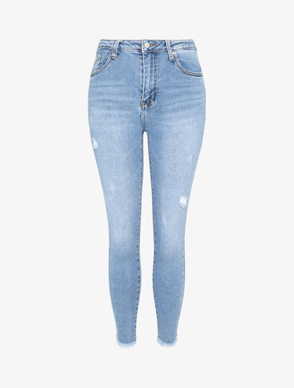 Jean skinny à éraflures - Bleu denim - 4