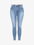 Jean push up skinny délavé et éraflé - Bleu denim - 1