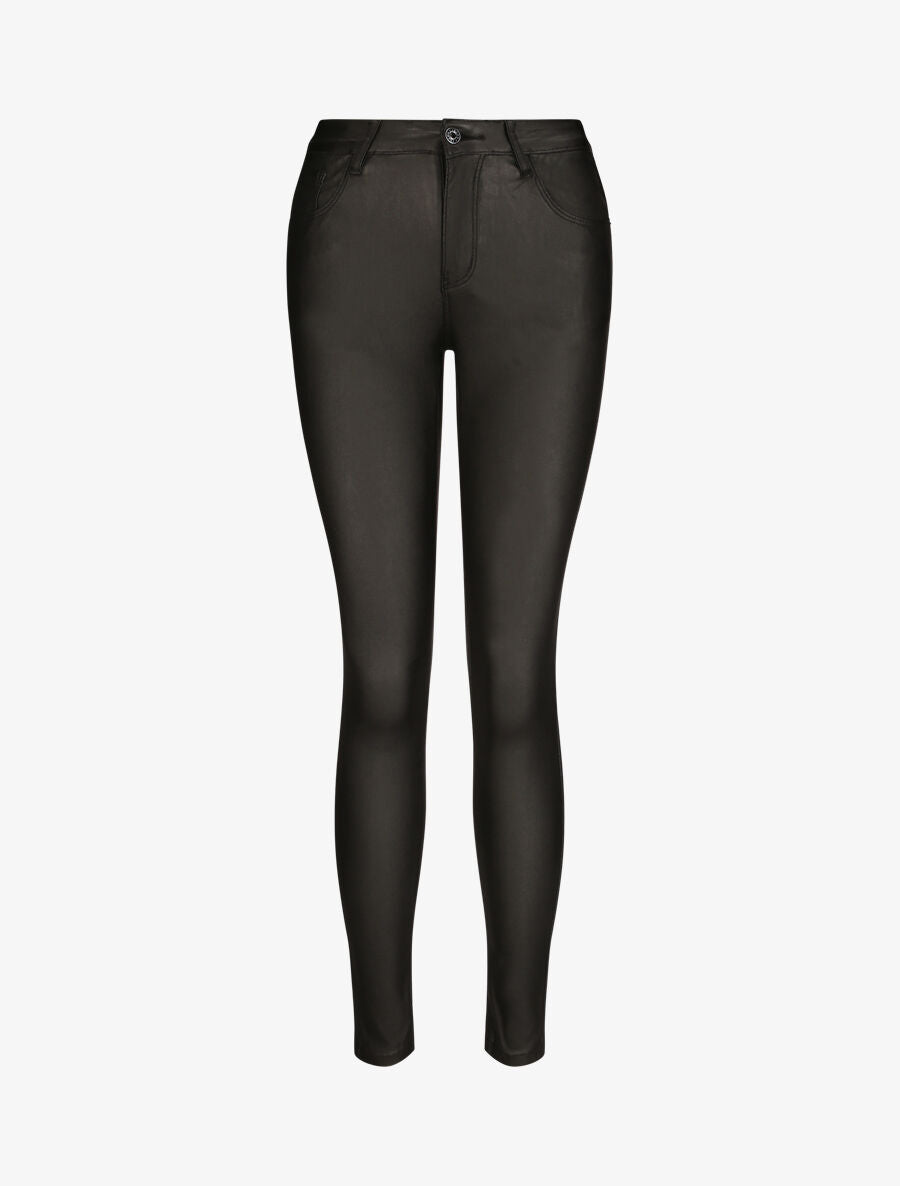 Pantalon slim en simili - Noir - 1