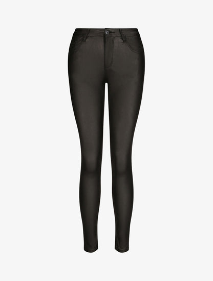 Pantalon slim en simili - Noir - 1
