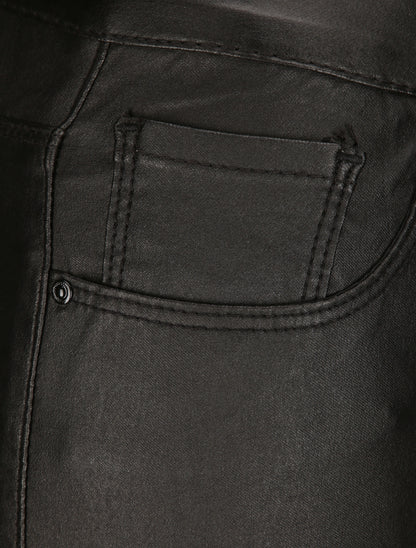 Pantalon slim en simili - Noir - 3