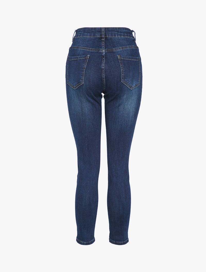 Jean boyfriend coupe slim délavé - Bleu denim - 2