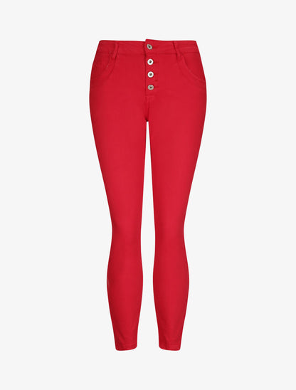 Jean slim effet froissé - Rouge - 1