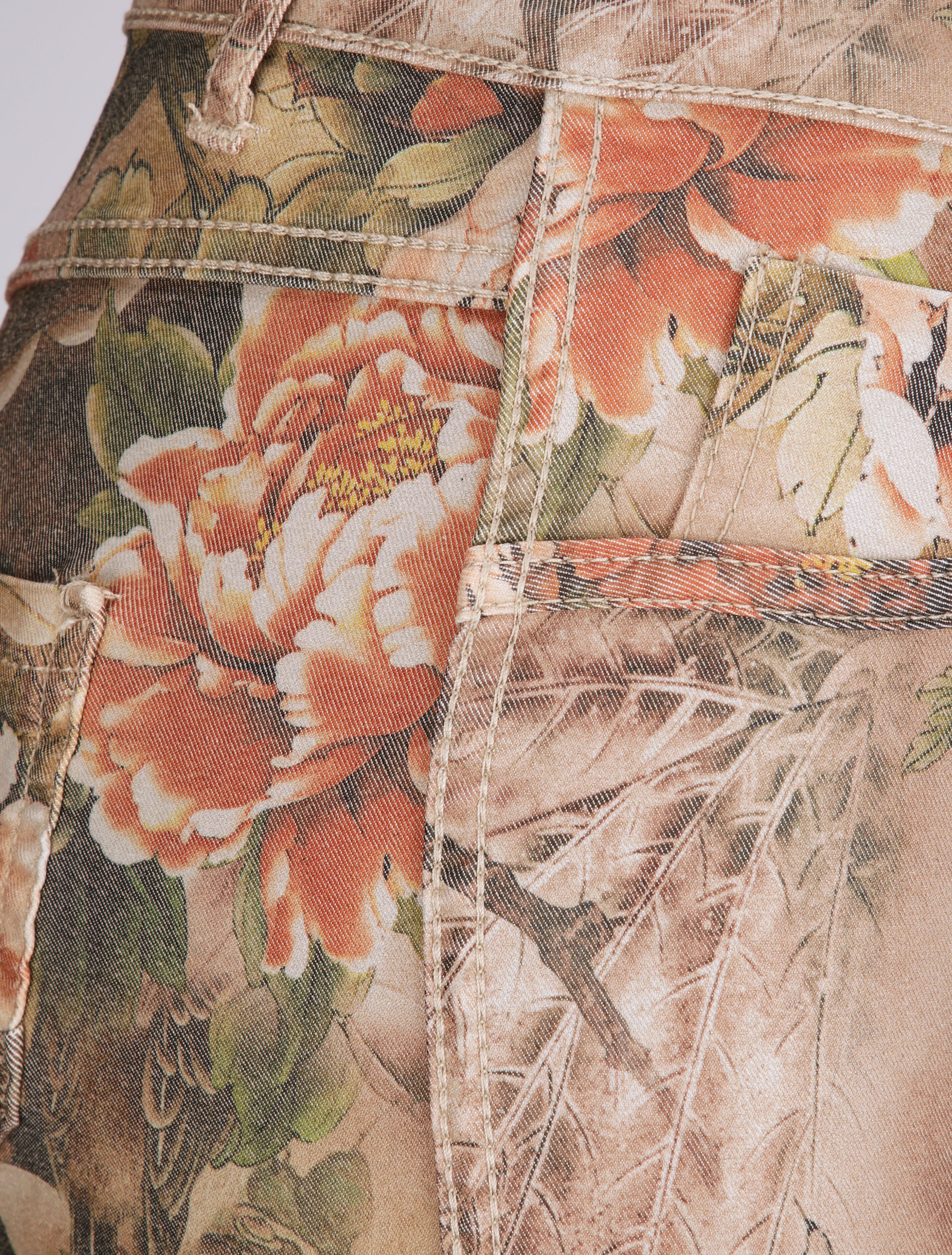 Jean réversible slim taille haute effet froissé imprimé fleuri - Beige - 5