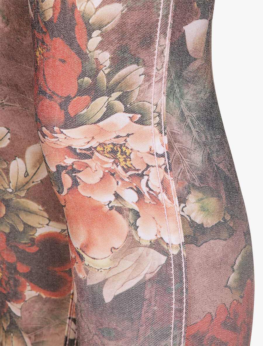 Jean réversible slim taille haute effet froissé imprimé fleuri - Rose pâle - 5