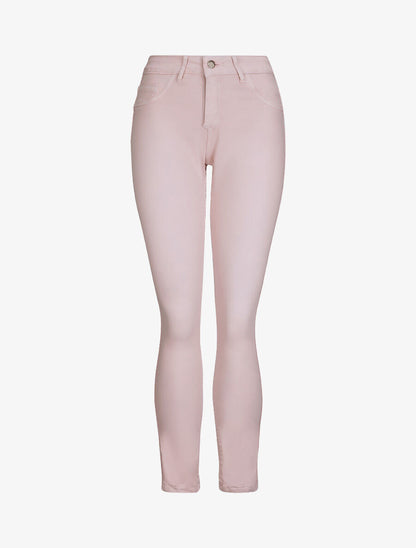Jean réversible slim taille haute effet froissé imprimé fleuri - Rose pâle - 6