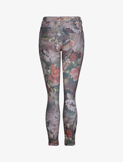 Jean réversible slim taille haute effet froissé imprimé fleuri - Bleu clair - 3