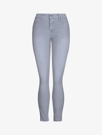 Jean réversible slim taille haute effet froissé imprimé fleuri - Bleu clair - 6