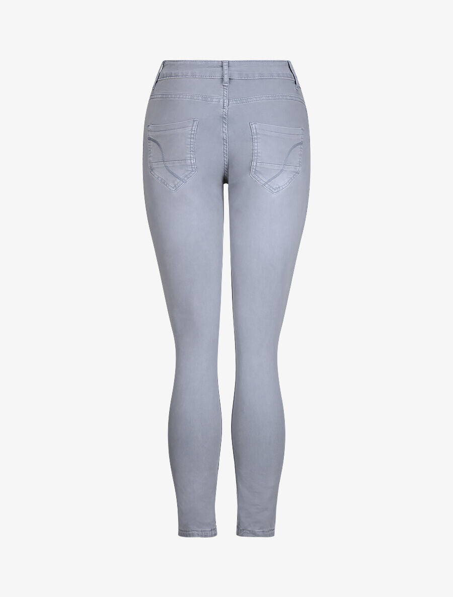 Jean réversible slim taille haute effet froissé imprimé fleuri - Bleu clair - 2