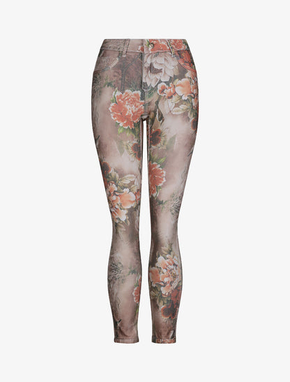 Jean réversible slim taille haute effet froissé imprimé fleuri - Gris clair - 3