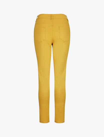 Jean grande taille slim uni à taille haute - Moutarde - 2