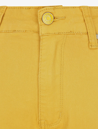 Jean grande taille slim uni à taille haute - Moutarde - 3