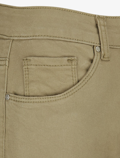 Jean grande taille slim uni à taille haute - Kaki - 3