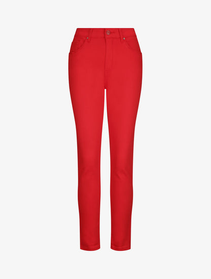 Jean grande taille slim uni à taille haute - Rouge - 1