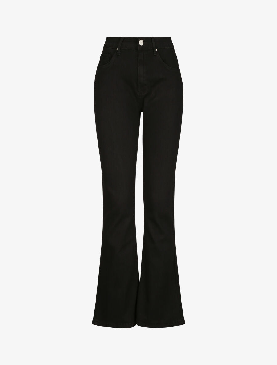 Jean grande taille flare à taille haute - Noir - 1