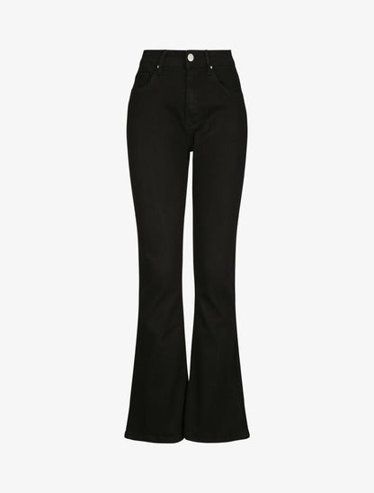 Jean grande taille flare à taille haute - Noir - 1