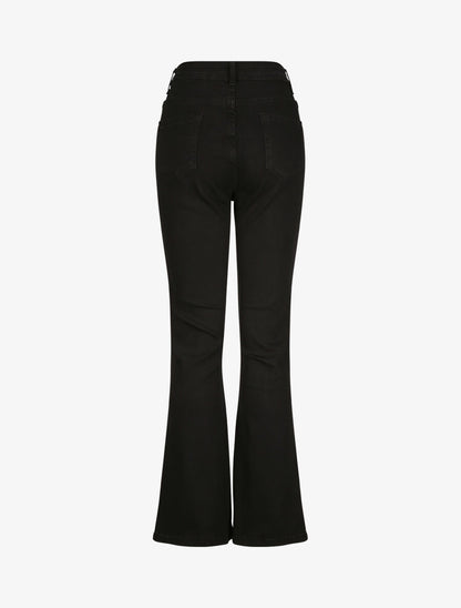 Jean grande taille flare à taille haute - Noir - 2
