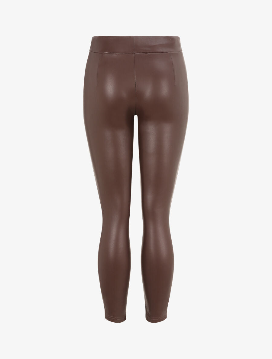 Legging uni en simili - Marron - 2
