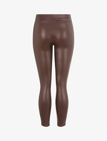 Legging uni en simili - Marron - 2