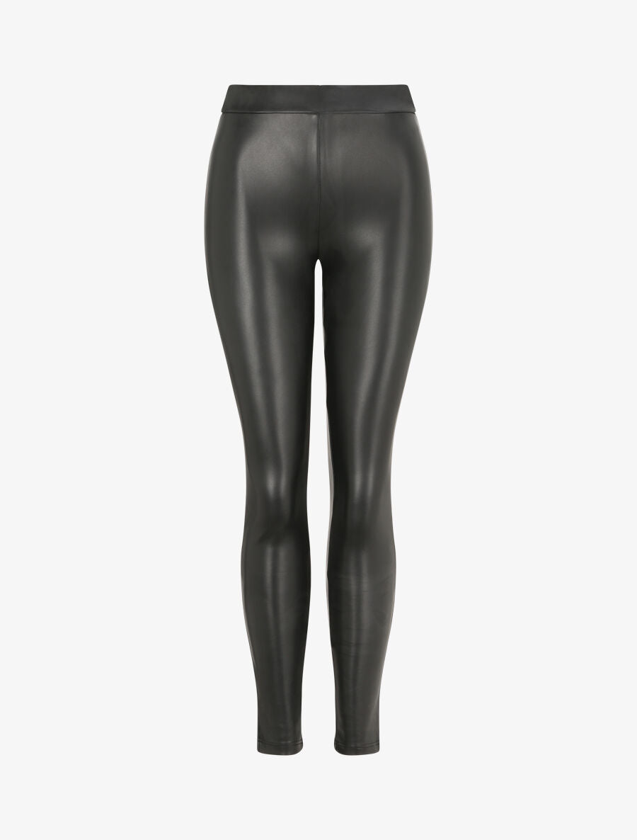 Legging stretch en simili - Noir - 1