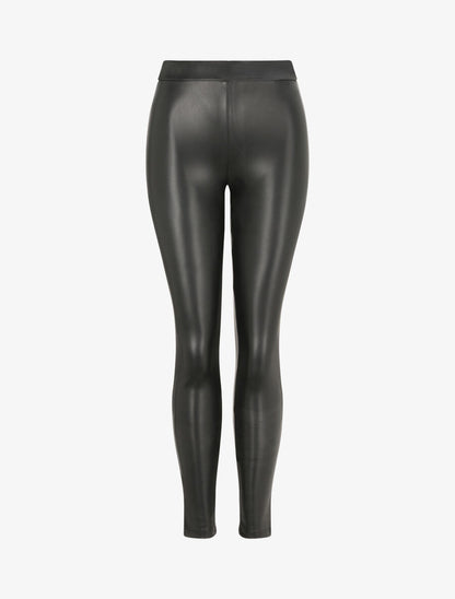 Legging stretch en simili - Noir - 1